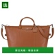 1h可退 欧洲直邮LONGCHAMP珑骧 女士棕色牛皮小号旅行包