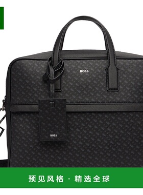 1h可退 香港直邮BOSS 波士 男士 黑色 Monogram Foil-Embossed Lo