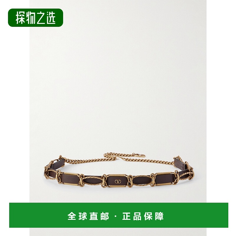 香港直邮Valentino 华伦天奴 女士 VLogo 皮革饰边镀金皮带 7W2T0