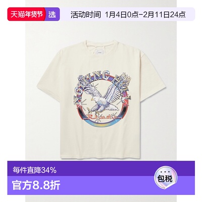 1h可退 香港直邮Rhude 男士 Notting Hill 鹰状标饰徽标印花棉针T