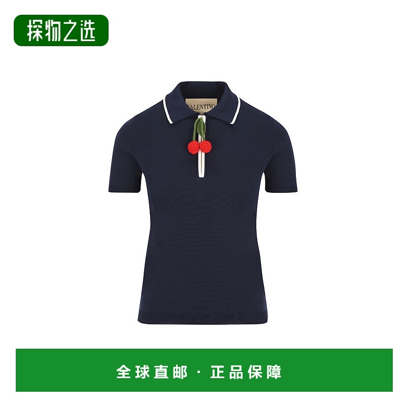 香港直邮Valentino 华伦天奴 女士 海军蓝棉质Polo衫 7B3KC65F9EQ