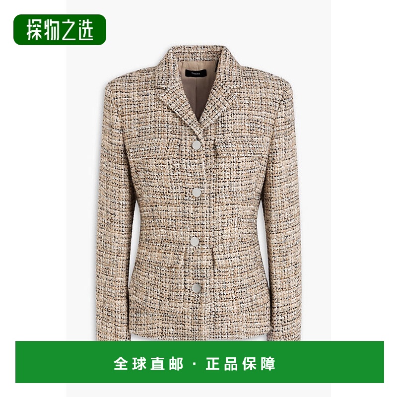 香港直邮THEORY 希尔瑞 女士 花呢西装外套 O1009106WR7WHEATMULT