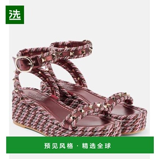 1h可退 香港直邮Valentino 华伦天奴 女士 Torchon 铆钉麻底凉鞋