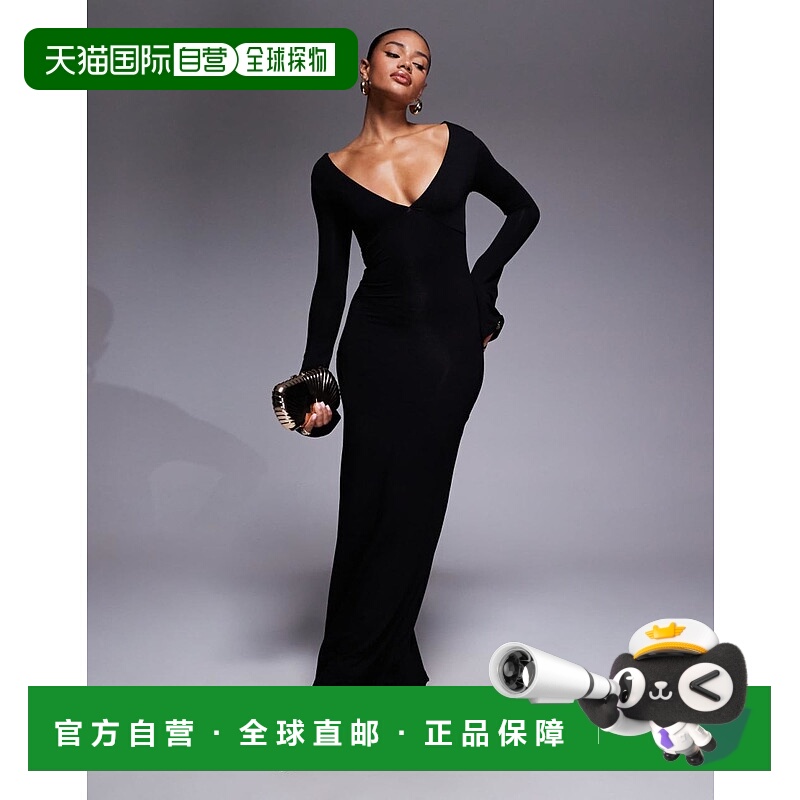 1h可退 香港直邮ASOS 女士 angel grazer 设计长款袖肩中长连衣裙
