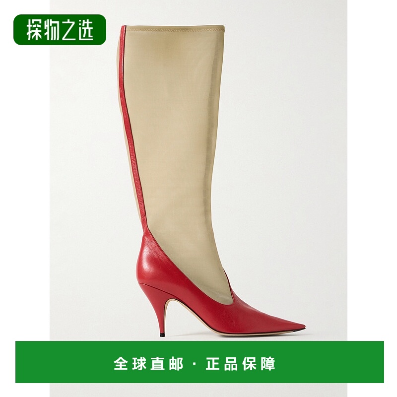 1h可退 香港直邮The Row 女士 网纱皮质及膝靴子 F1582SL1W20SCR