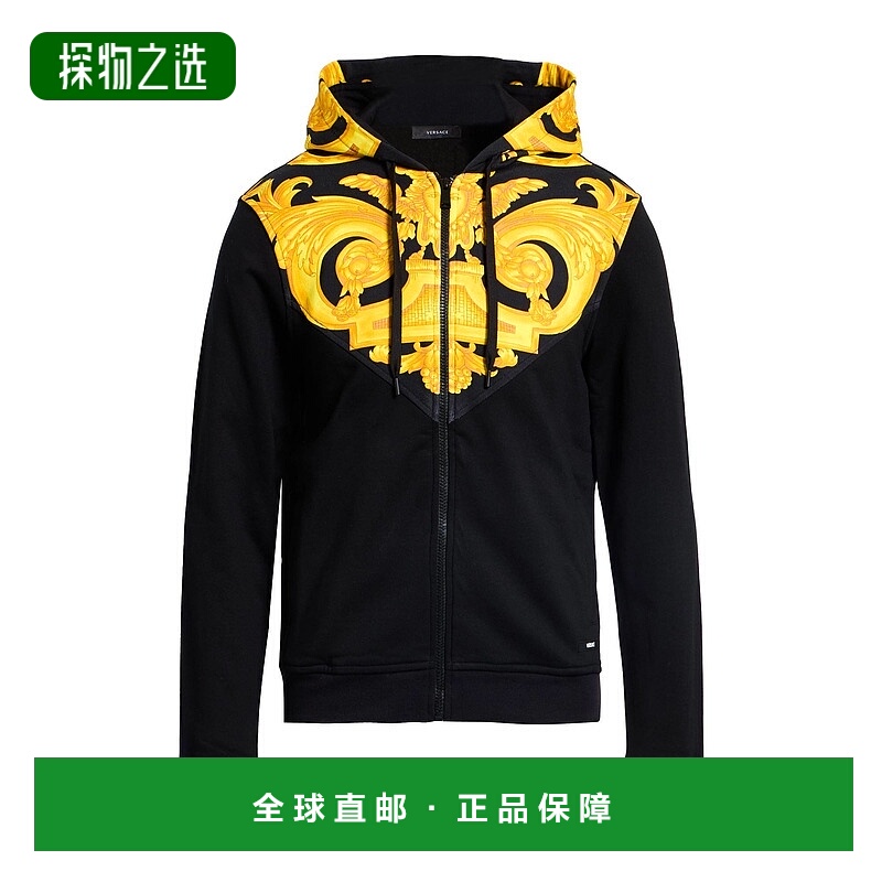香港直邮versace 范思哲 男士 连帽运动衫 black黑色 舒适时尚