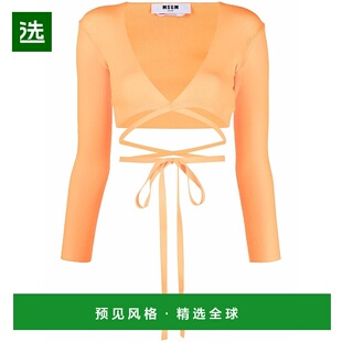 香港直邮MSGM 女士T恤 3242MDM21022748909 橙色 Wrap knitted cr