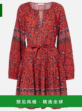 1h可退 香港直邮ULLA JOHNSON 女士 Abri 花朵棉混纺迷你连衣裙