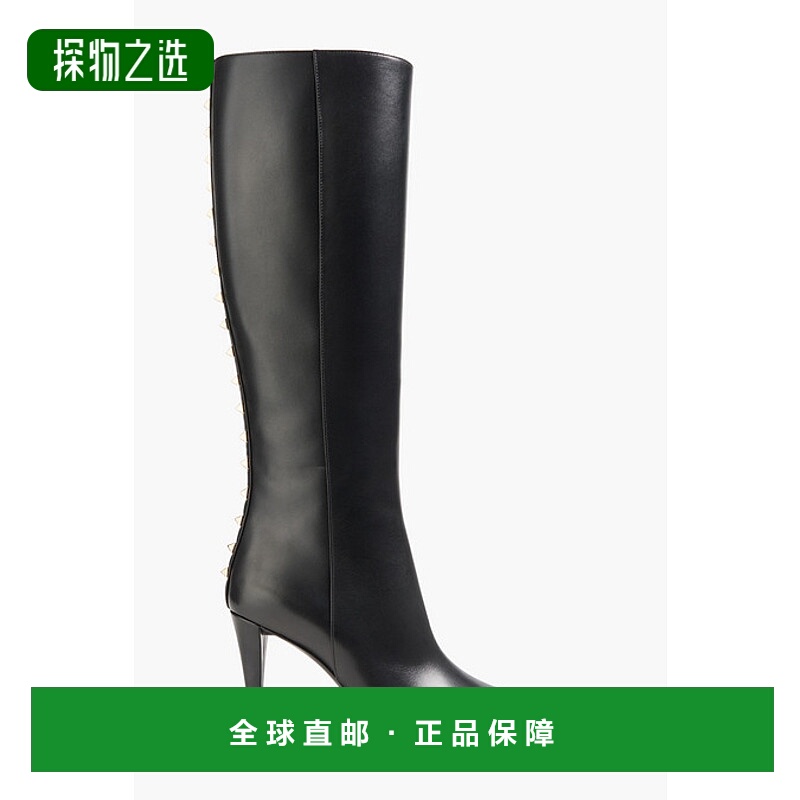 香港直邮valentino 华伦天奴 女士 铆钉皮质及膝靴子 W2S0HH5VXS0