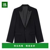 赛琳 23年新款 男士 欧洲直邮CELINE 黑色经典 粒纹纯羊毛面料礼服