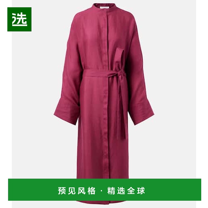 1h可退 香港直邮Gabriela Hearst 女士 Tilda 束带亚麻长衫