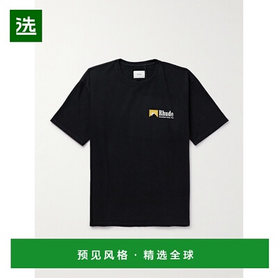 1h可退 香港直邮Rhude 男士 International Racing 徽标印花棉针T