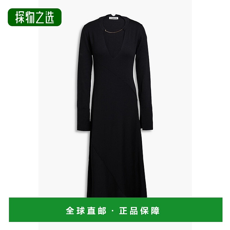 香港直邮Jil Sander 吉尔·桑达 女士 精饰羊毛中长连衣裙 J02CT0