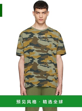 香港直邮Balmain 巴尔曼 男士 绿色 Camouflage Vintage T 恤 CH2