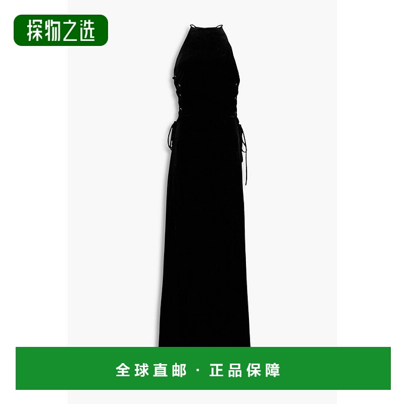 香港直邮ALESSANDRA RICH 亚历山德拉.瑞秋 女士 系带天鹅绒长款