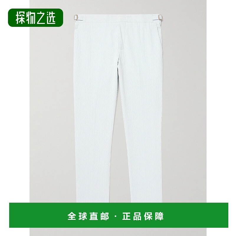 1h可退 香港直邮Orlebar Brown 男士 Griffon 锥形棉混纺绉条纹裤