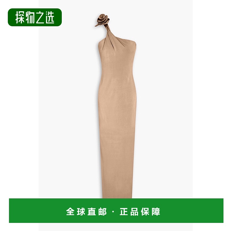 香港直邮magda butrym 女士 单肩花朵装饰缎面针织长款连衣裙 RE2