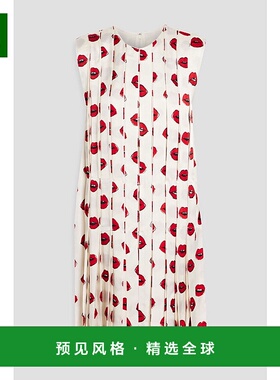 香港直邮KHAITE 女士 Blaz cupro-satin 褶裥印花连衣裙 53634076