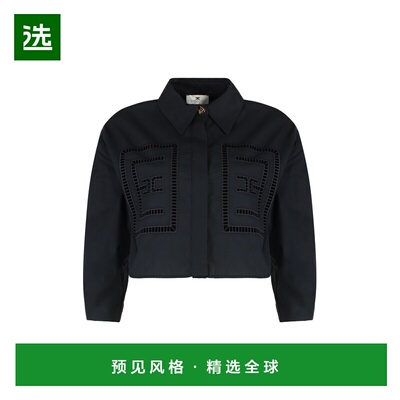 1h可退 香港直邮Elisabetta Franchi 女士 棉府绸衬衫 CA050NERO