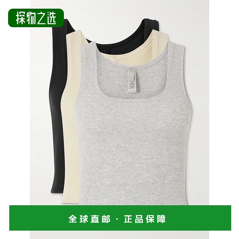 1h可退 香港直邮SKIMS 女士 Bone, Heather Soot 棉质罗纹浅灰色(