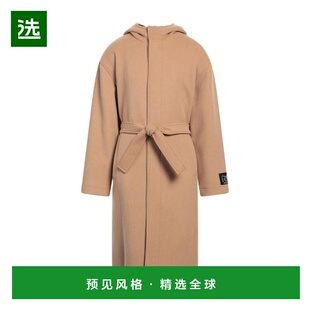 1h可退 【美国直邮】MSGM 男装毛呢大衣 75 初榨羊毛 连帽设计 单