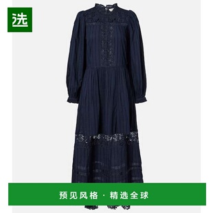 1h可退 香港直邮ULLA JOHNSON 女士 Amelie 蕾丝棉质中长连衣裙