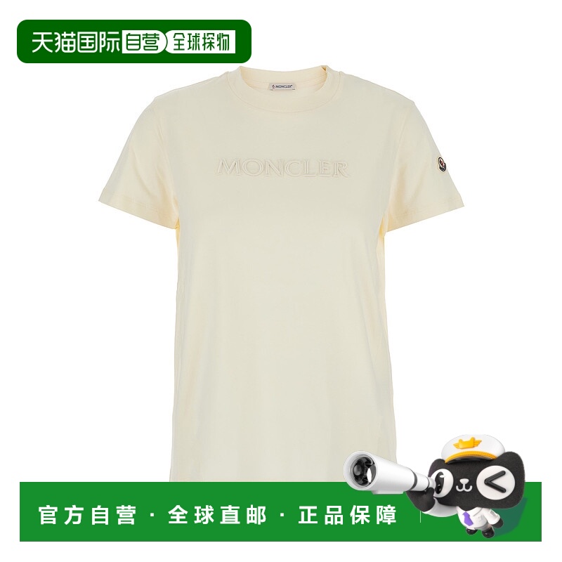 1h可退 香港直邮Moncler 盟可睐 女士 Lettering on Front 白色圆