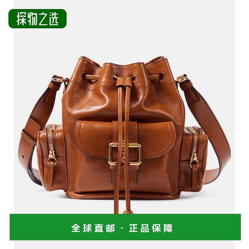 1h可退 香港直邮Chloe 蔻依 女士 Camera 皮革水桶包 brown棕色