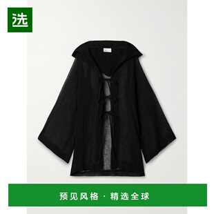 1h可退 香港直邮LISA MARIE FERNANDEZ 女士 连帽褶皱亚麻混纺薄