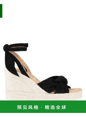 1h可退 香港直邮manebi 女士 麻底鞋 black黑色 舒适时尚坡跟凉鞋