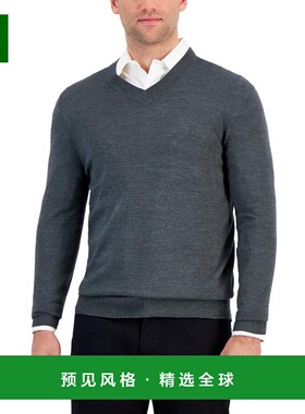 1h可退 【美国直邮】Alfani 男士长袖 V 领性能毛衣 专为 Macy s