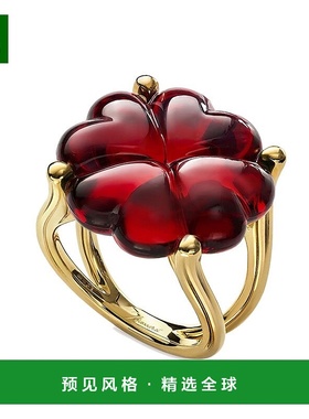 欧洲直邮BACCARAT/巴卡拉 TRÈFLE四叶草系列 红色水晶镶嵌镀