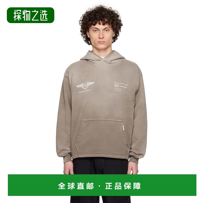 香港直邮Represent 男士 灰色 Team Rep 连帽衫 MLM41052印花