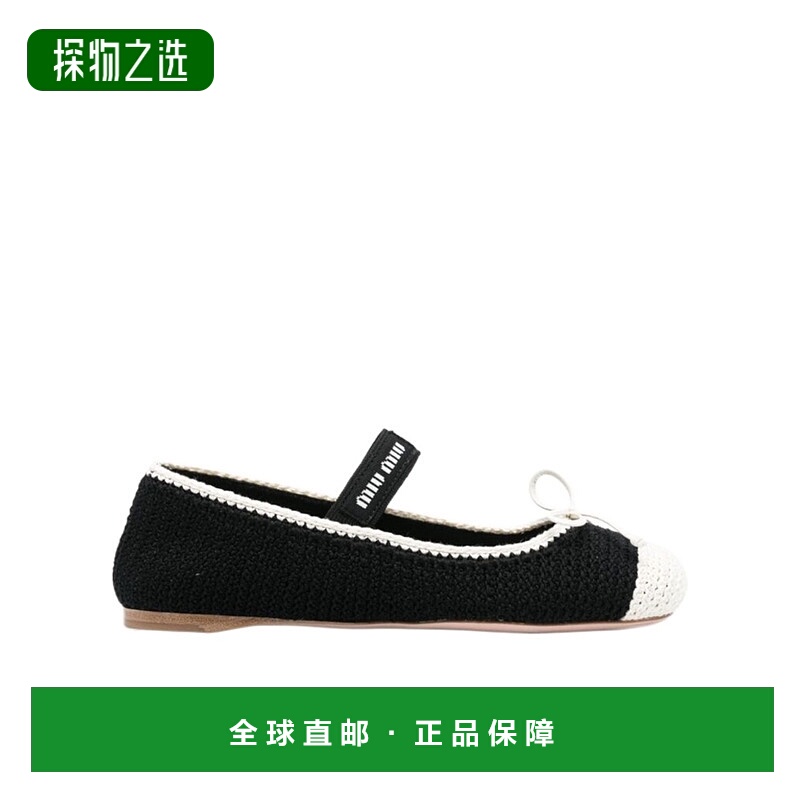 【99新未使用】香港直邮Miu Miu 蝴蝶结装饰平底鞋 5F138E2CQ2F00