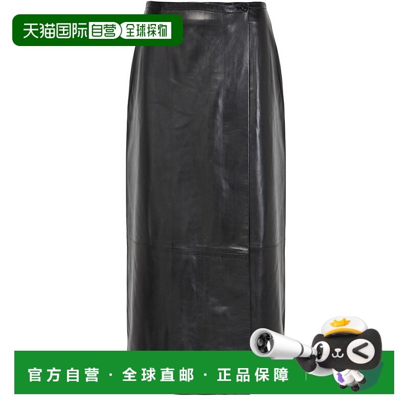 1h可退 香港直邮KHAITE 女士 Quinn 皮革半身裙 black黑色 舒适时