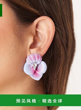 1h可退 香港直邮ASOS 女士 centre 花朵设计人造水晶紫色色调耳钉