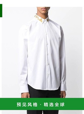 香港直发Versace范思哲男士白色刺绣领衬衫简约百搭A85135A232105