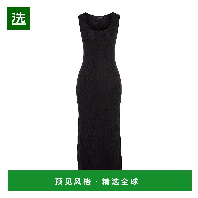1h可退 香港直邮THEORY 希尔瑞 女士 中长连衣裙 black黑色 舒适
