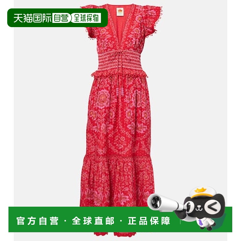 1h可退 香港直邮FARM RIO 女士 花朵棉质长款连衣裙 red红色 舒适
