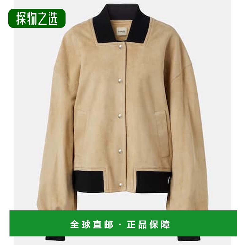1h可退 香港直邮KHAITE 女士 Spence 绒面革短夹克 beige米色 舒
