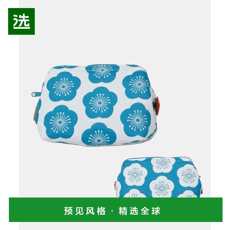 【日本直邮】[Kaya]日本花蓬松编织方形小袋蓝色钱包秋冬包包钱包