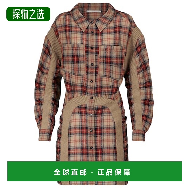 香港直邮Stella Mccartney 斯特拉·麦卡特尼 女士 格纹羊毛衬衫