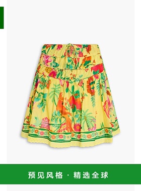 1h可退 香港直邮FARM RIO 女士 蕾丝边印花棉质迷你半身裙 321647
