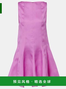 1h可退 香港直邮KHAITE 女士 Mags 真丝迷你连衣裙 purple紫色 舒