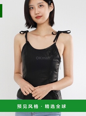 韩国直邮OUR LEGACY 无袖STRING TANK黑色皮革上衣 W2239SB背心