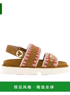 香港直邮MOU 女士拖鞋 MUSW461011ACOG SS2025 棕色 露趾平底凉鞋