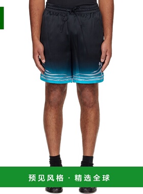 1h可退 香港直邮Casablanca 男士 黑色 Blades Silk Satin 短裤 M