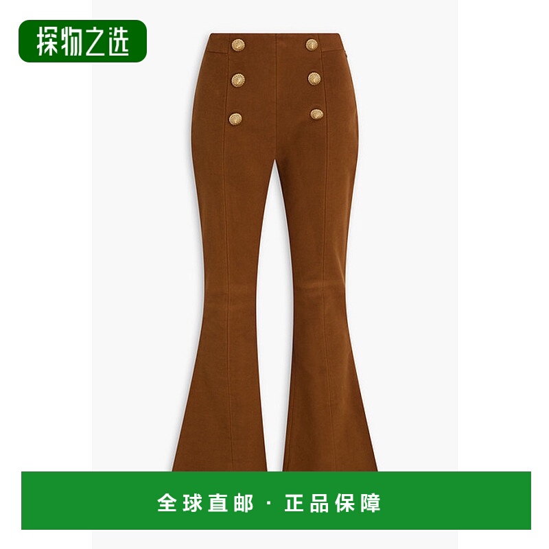 香港直邮Balmain 巴尔曼 女士 棉质法兰绒喇叭长裤 BF1PP124CE05