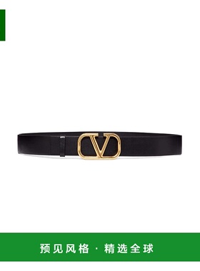【99新未使用】香港直邮Valentino 黑色V 字扣环腰带 UY2T0Q87ECU