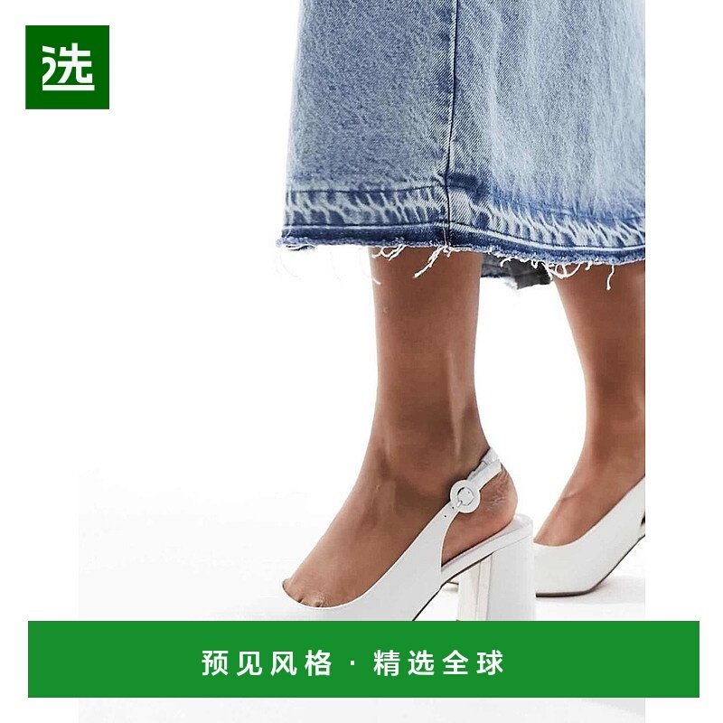 1h可退 香港直邮ASOS 女士 Sutton 设计露跟鳄鱼纹中跟鞋(白色)